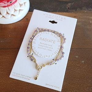 Unwritten 14 karat gold flash-plated amethyst Stone bracelet